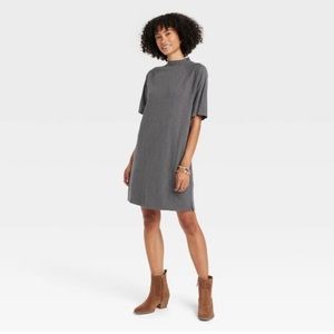 NWT Universal Thread Charcoal Grey Mock Neck T-Shirt Dress Size L